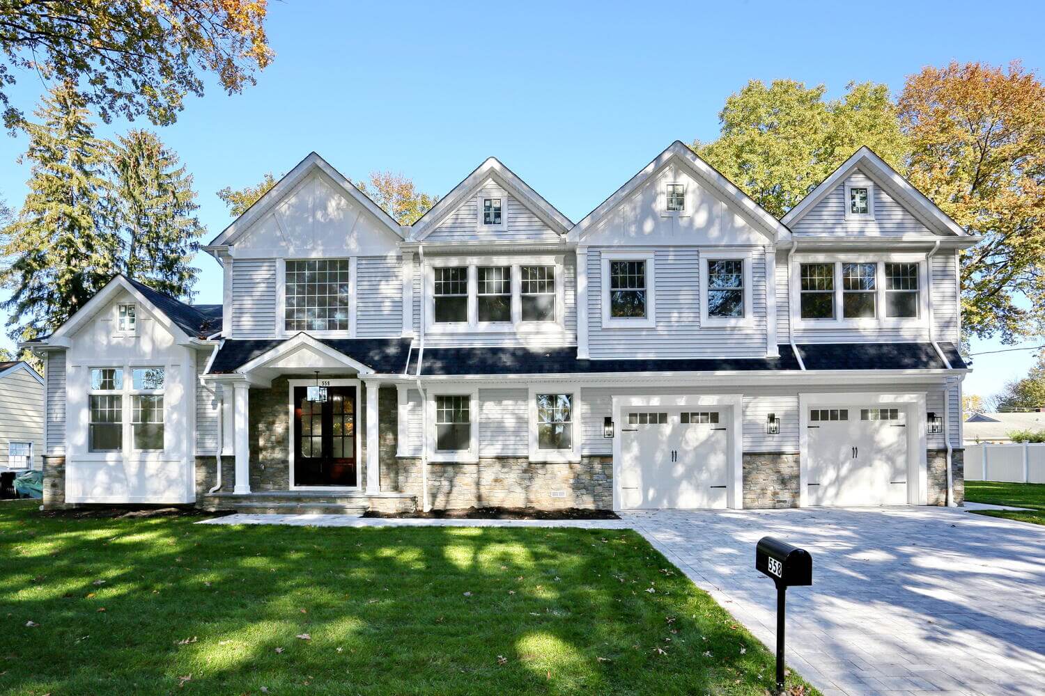 Custom home front exterior in River Vale NJ by Dadak LLC